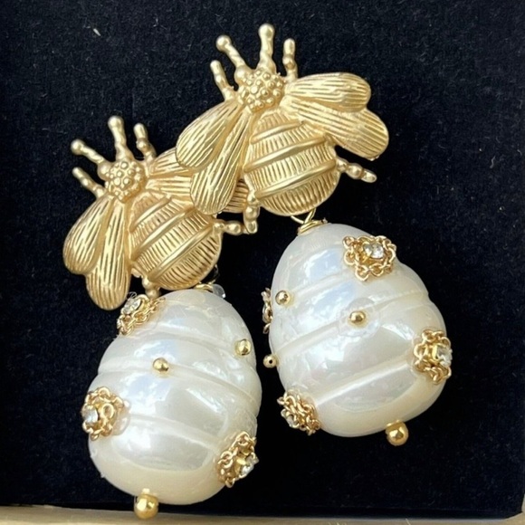 Gorgeous Bee Baroque Freshwater Pearl Drop Earrings Matte stainless steel - Picture 5 of 10